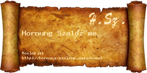 Hornung Szalóme névjegykártya